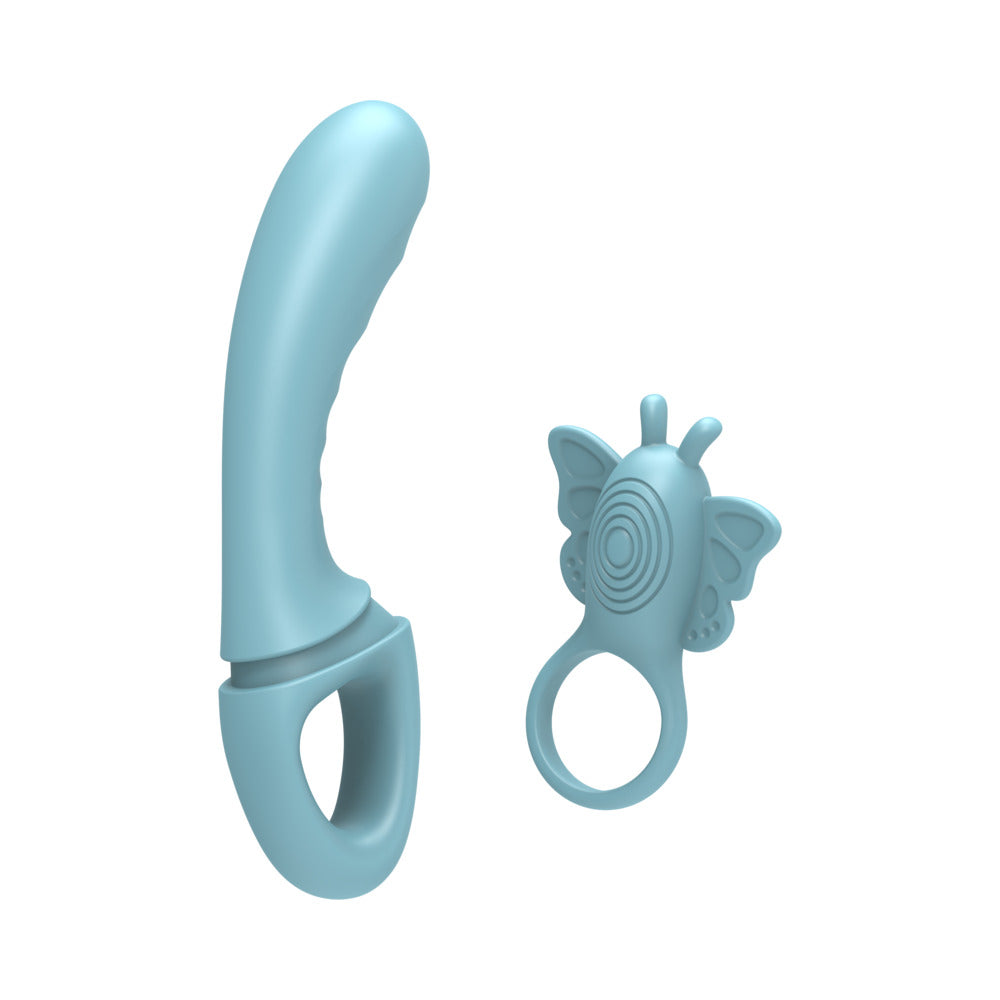 Adam & Eve Couples Butterfly Play Set - 4-in-1 Vibrator Set - Teal
