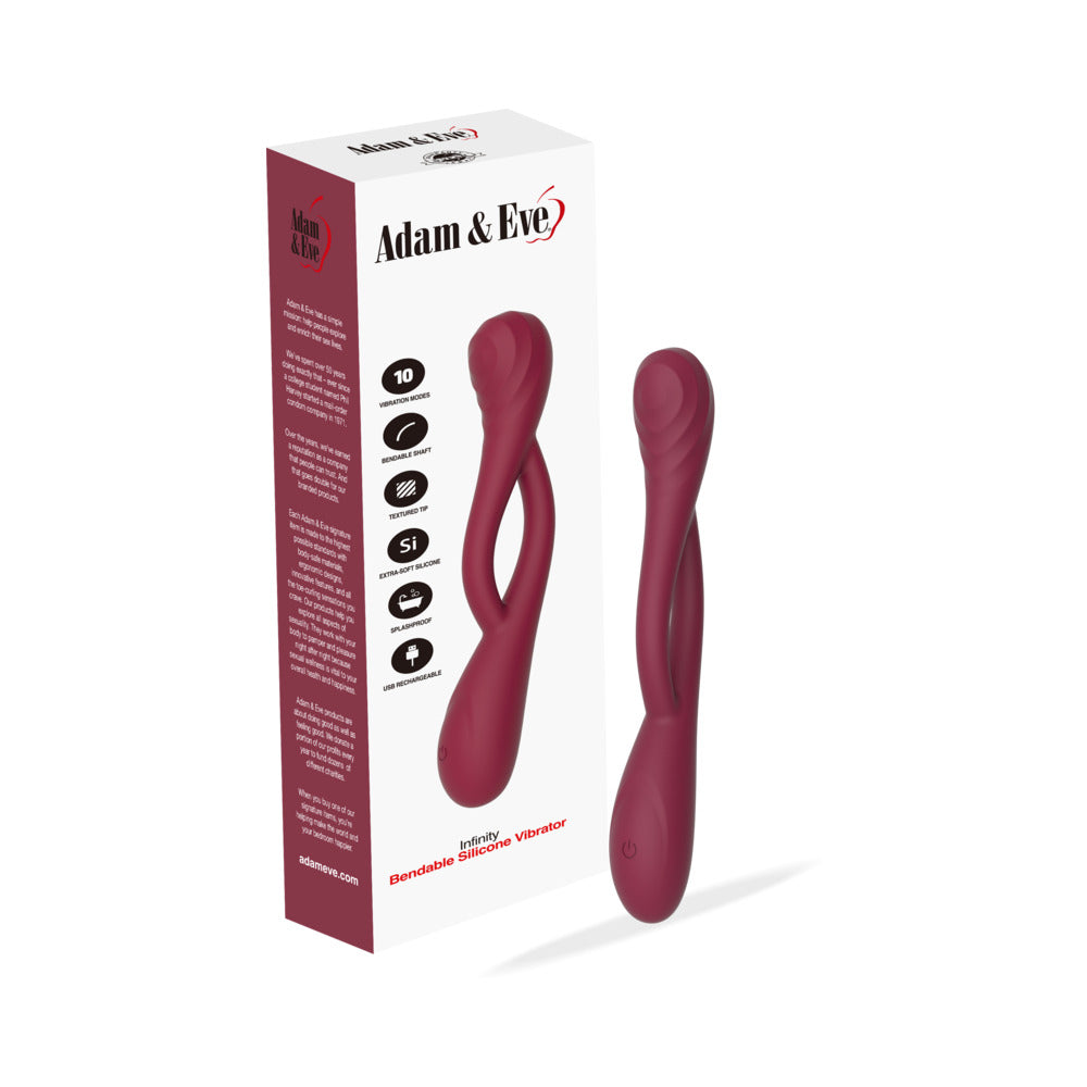 Adam & Eve Infinity Bendable Silicone Vibrator – Wine Red