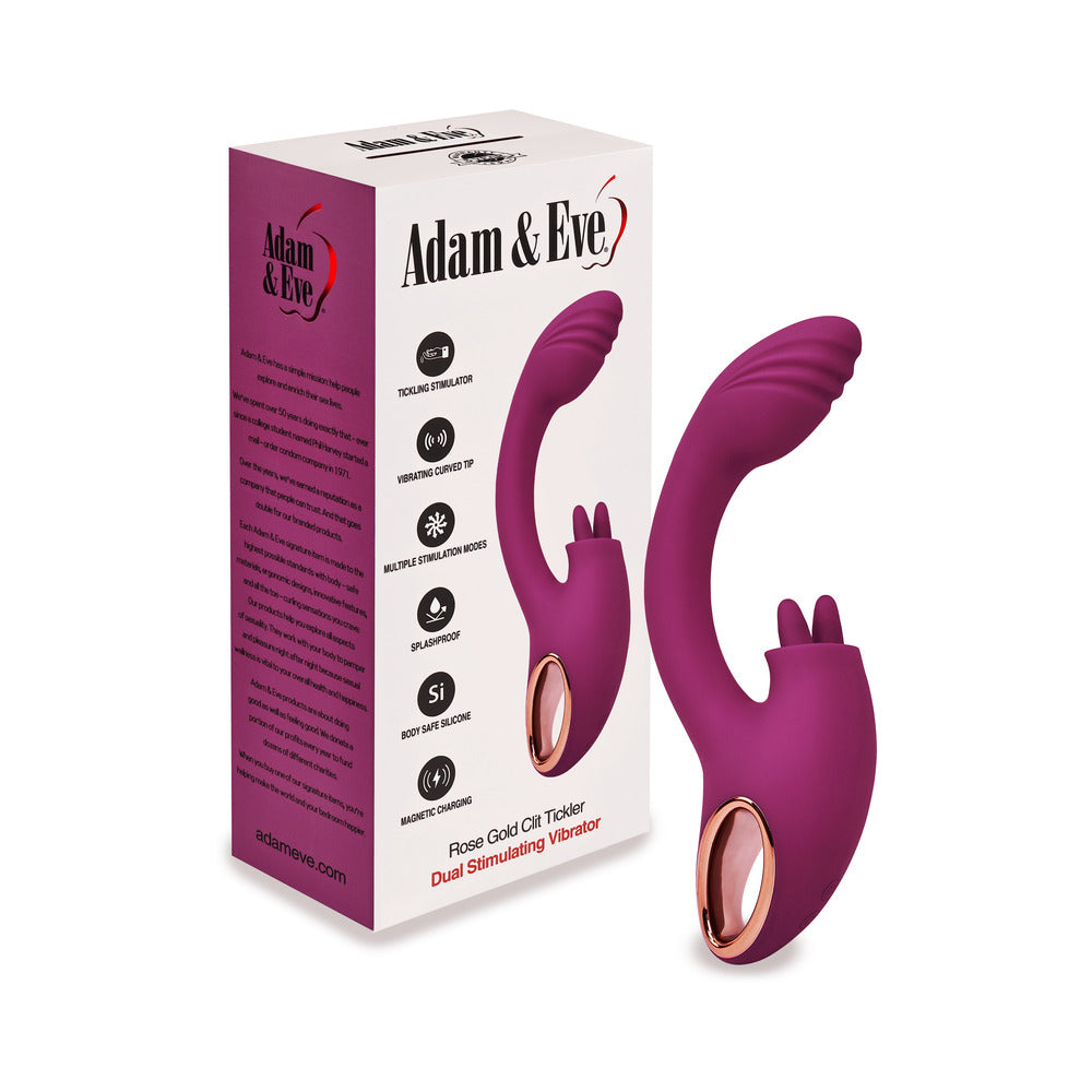 Adam & Eve Rose Gold Clit Tickler Dual Stimulating Vibrator – Wine Red