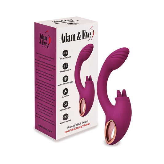 Adam & Eve Rose Gold Clit Tickler Dual Stimulating Vibrator – Wine Red