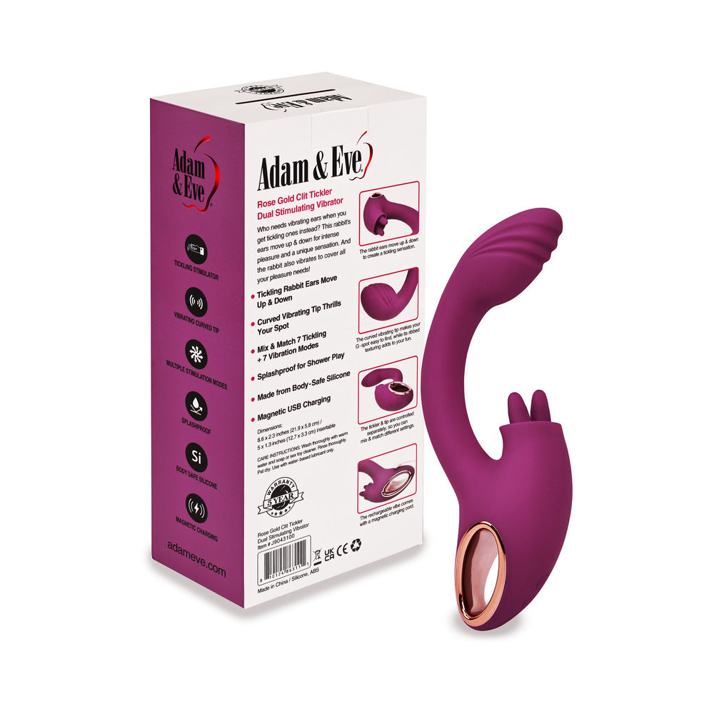 Adam & Eve Rose Gold Clit Tickler Dual Stimulating Vibrator – Wine Red