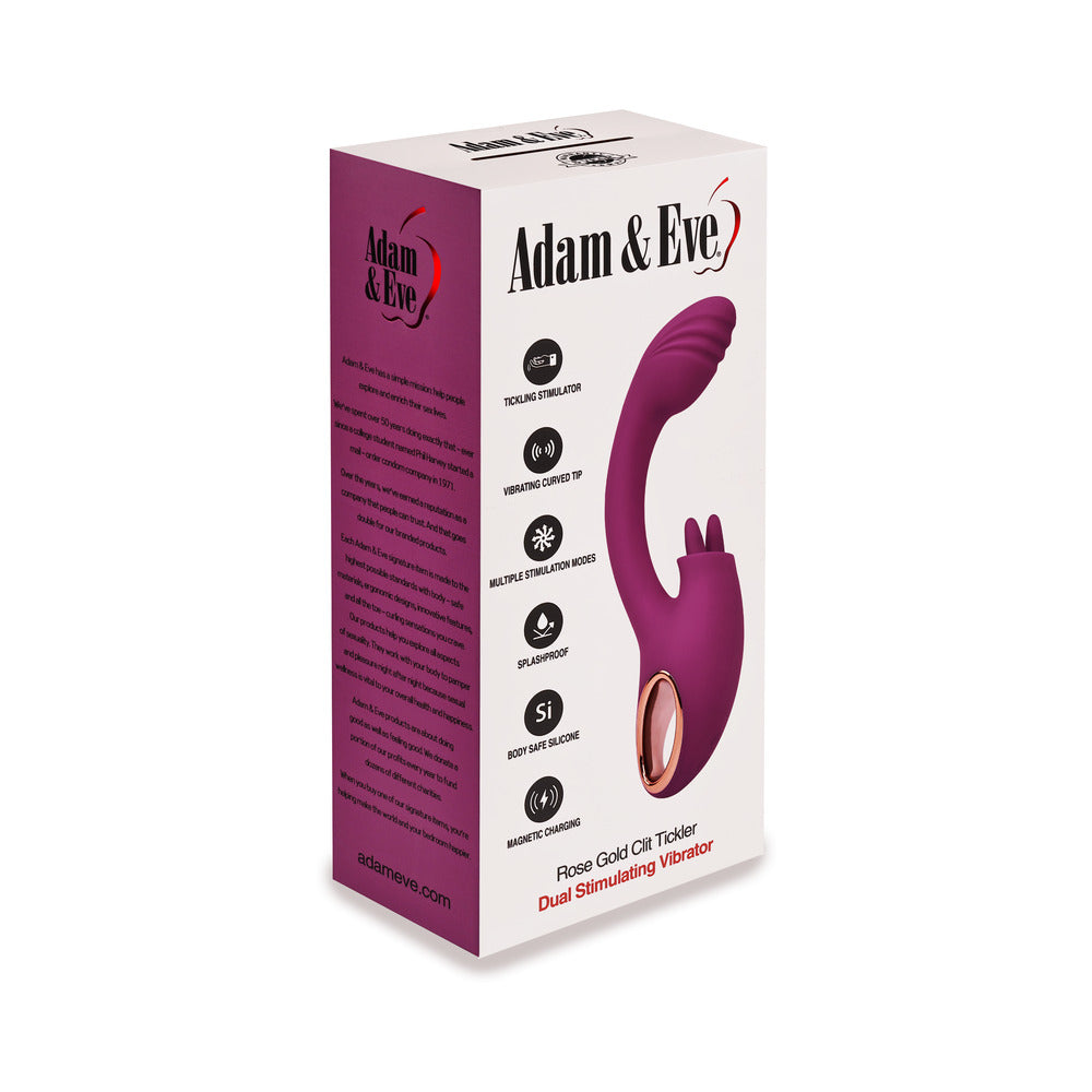 Adam & Eve Rose Gold Clit Tickler Dual Stimulating Vibrator – Wine Red