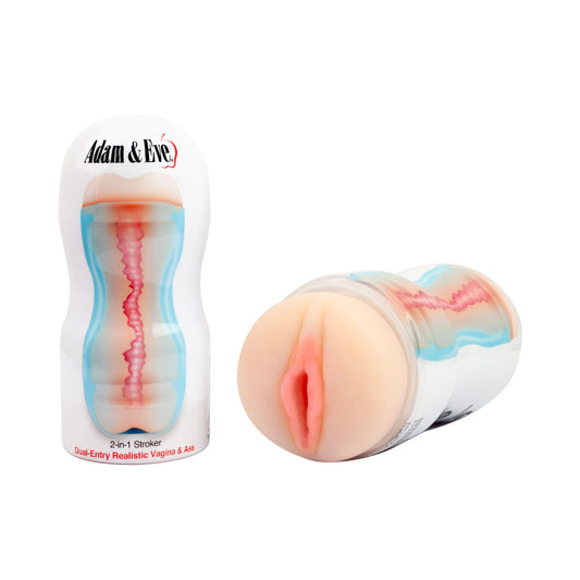 Adam & Eve 2-in-1 Stroker – Dual-Ended Realistic Masturbator – Vanilla/Ivory/Beige