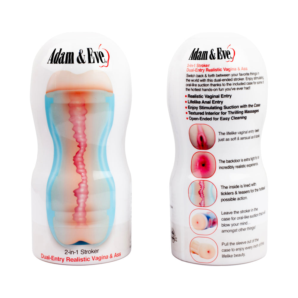 Adam & Eve 2-in-1 Stroker – Dual-Ended Realistic Masturbator – Vanilla/Ivory/Beige