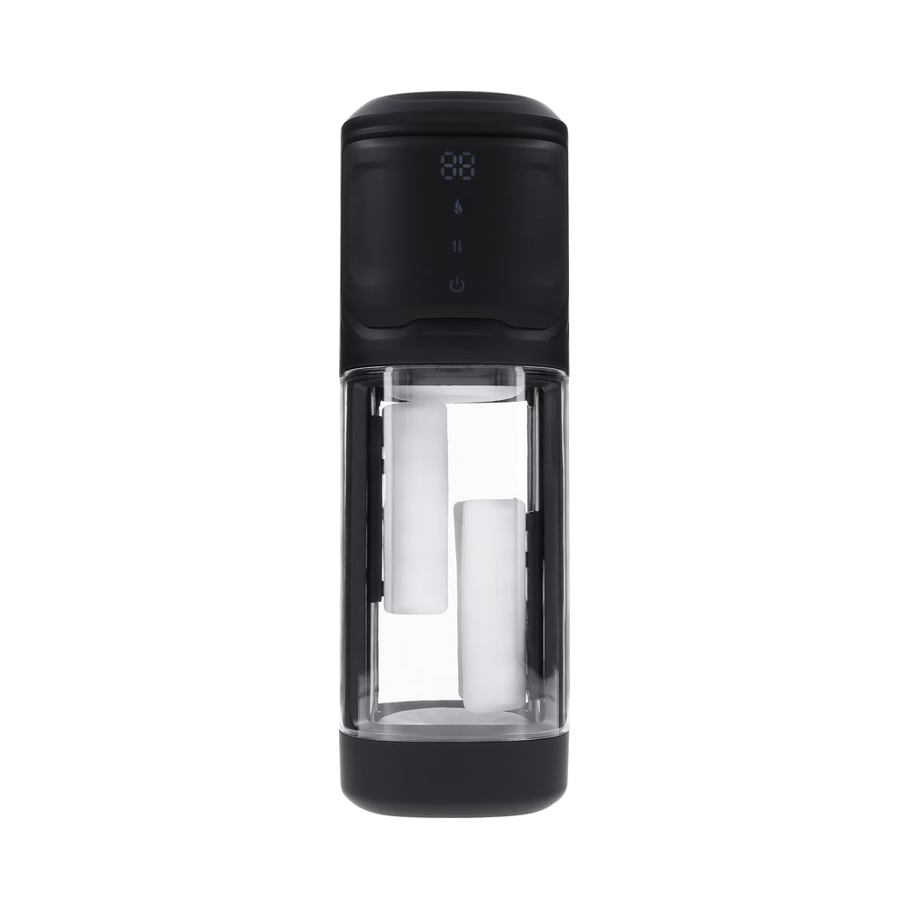 Playboy Side Piece Rechargeable Vibrating Warming Stroker – Black