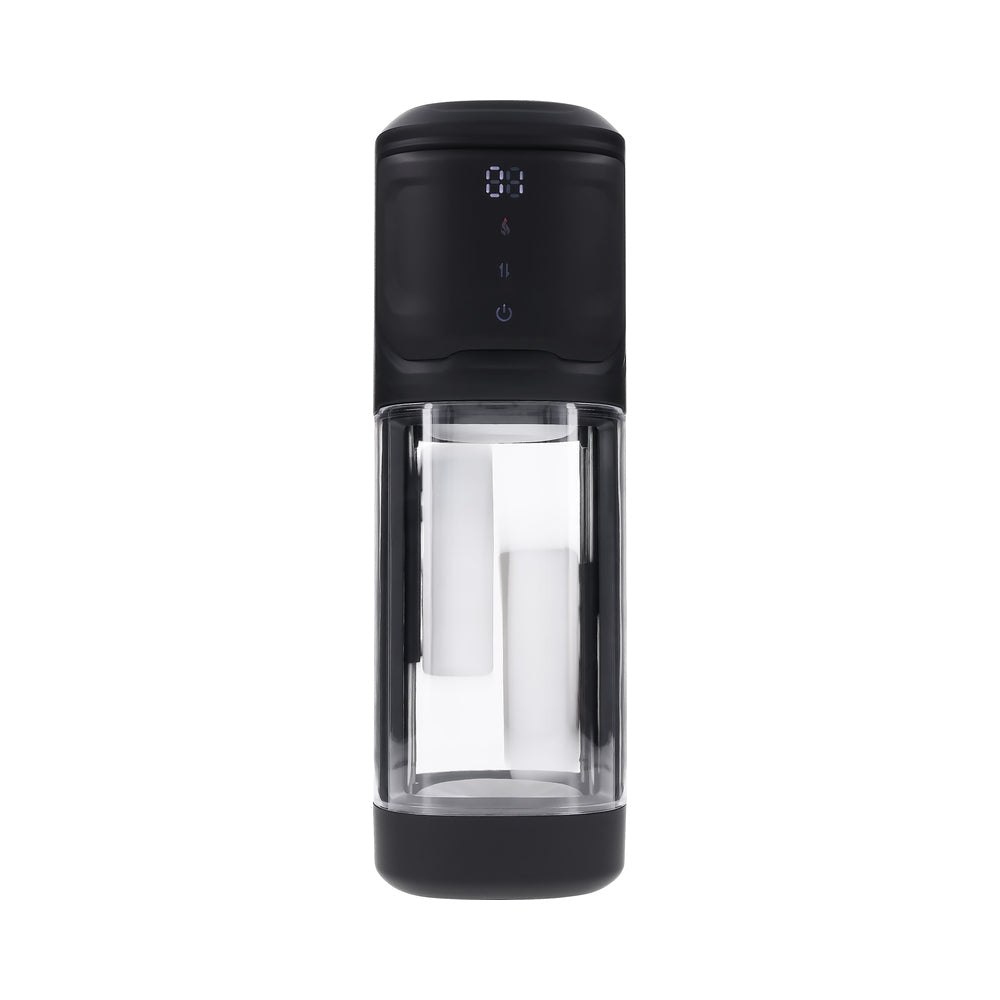 Playboy Side Piece Rechargeable Vibrating Warming Stroker – Black