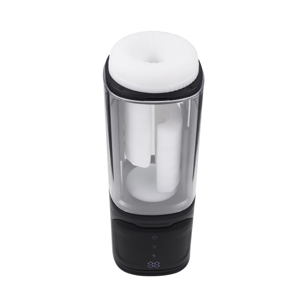 Playboy Side Piece Rechargeable Vibrating Warming Stroker – Black