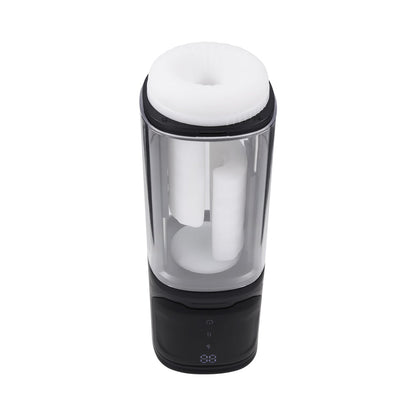 Playboy Side Piece Rechargeable Vibrating Warming Stroker – Black