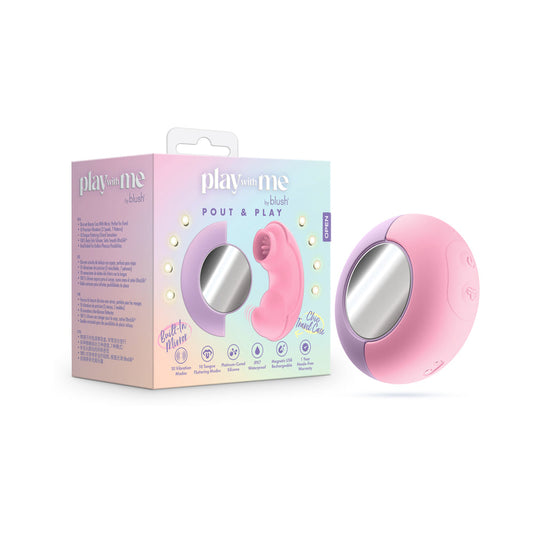 Blush Play With Me Pout & Play Dual-Ended Vibrator with Mirror – Light Pink
