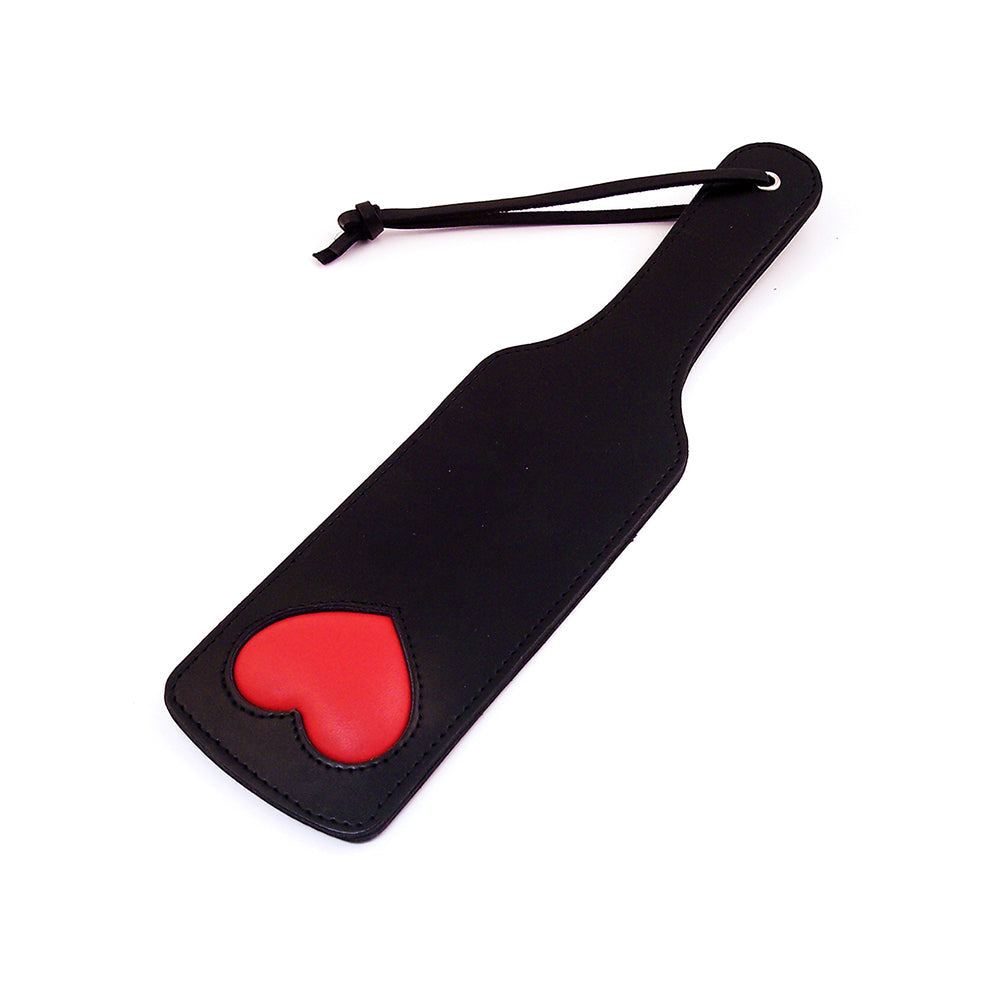 Rouge Leather Paddle with Padded Heart – Black/Red