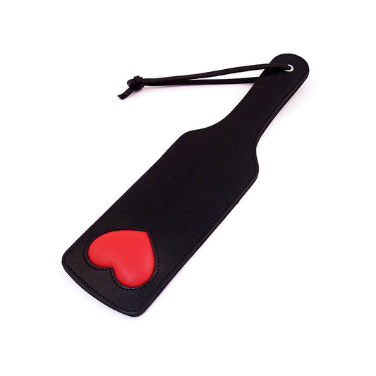 Rouge Leather Paddle with Padded Heart – Black/Red
