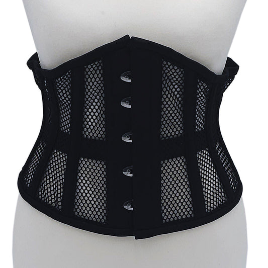 Rouge Mesh Corset Black L/XL - Adjustable Fit for Enhanced Cleavage and Waist