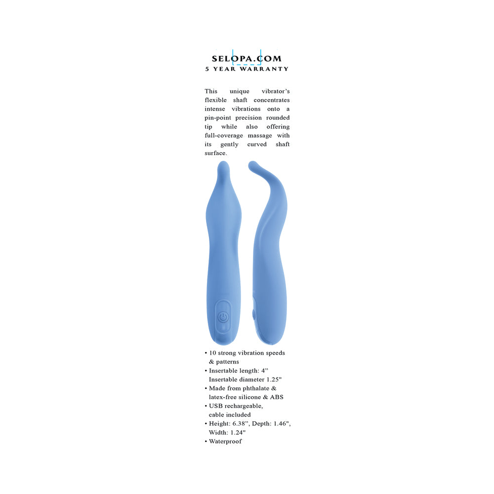 Selopa Tender Tickler Rechargeable Vibrator – Blue – Flexible Shaft with 10 Vibration Patterns