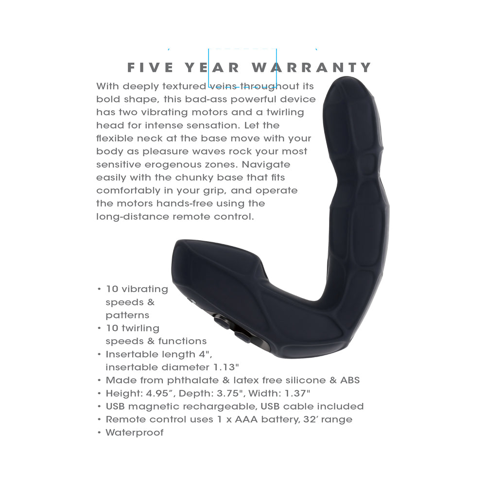 Zero Tolerance Mr Prostate Twirling Prostate Vibe with Remote – Black
