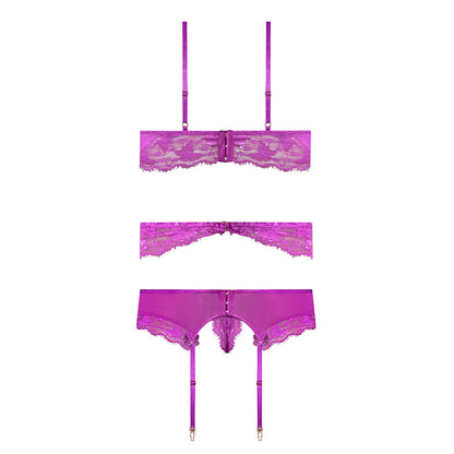 Magic Silk Butterfly Fantasies Bra, Garter & Thong Set – Neon Purple, Queen Size