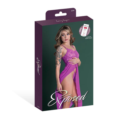 Magic Silk Butterfly Fantasies Gown & Thong Set – Neon Purple – S/M