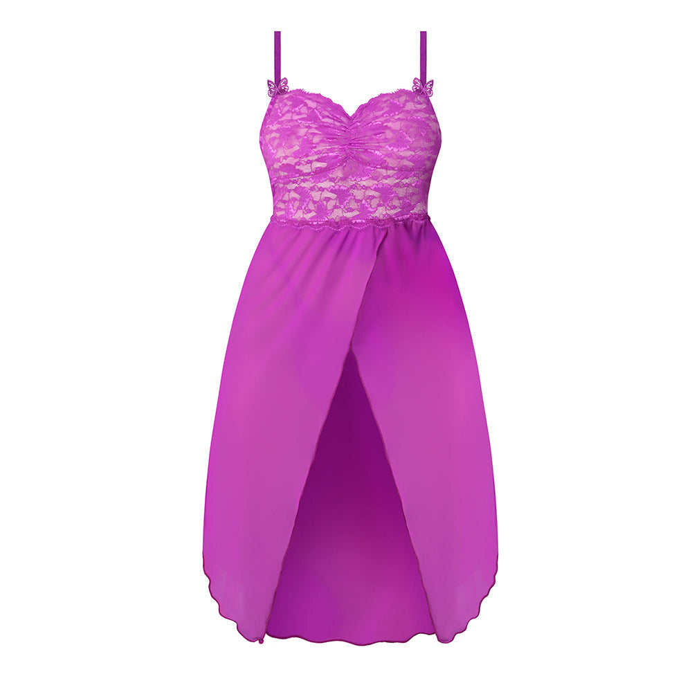 Magic Silk Butterfly Fantasies Gown & Thong Set – Neon Purple L/XL
