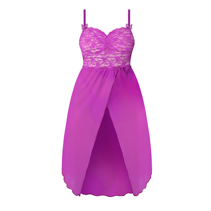Magic Silk Butterfly Fantasies Gown & Thong Set – Neon Purple, Queen Size