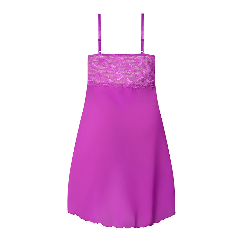 Magic Silk Butterfly Fantasies Gown & Thong Set – Neon Purple, Queen Size