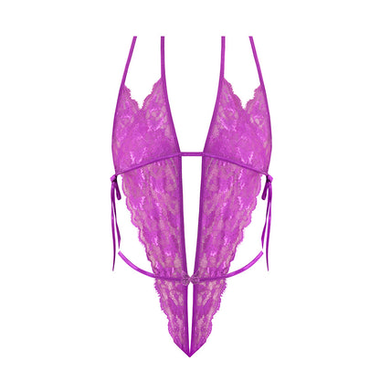 Magic Silk Butterfly Fantasies Crotchless Teddy - Neon Purple - L/XL