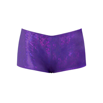 Magic Silk Glimmer Mini Boy Short - Purple - Size Q