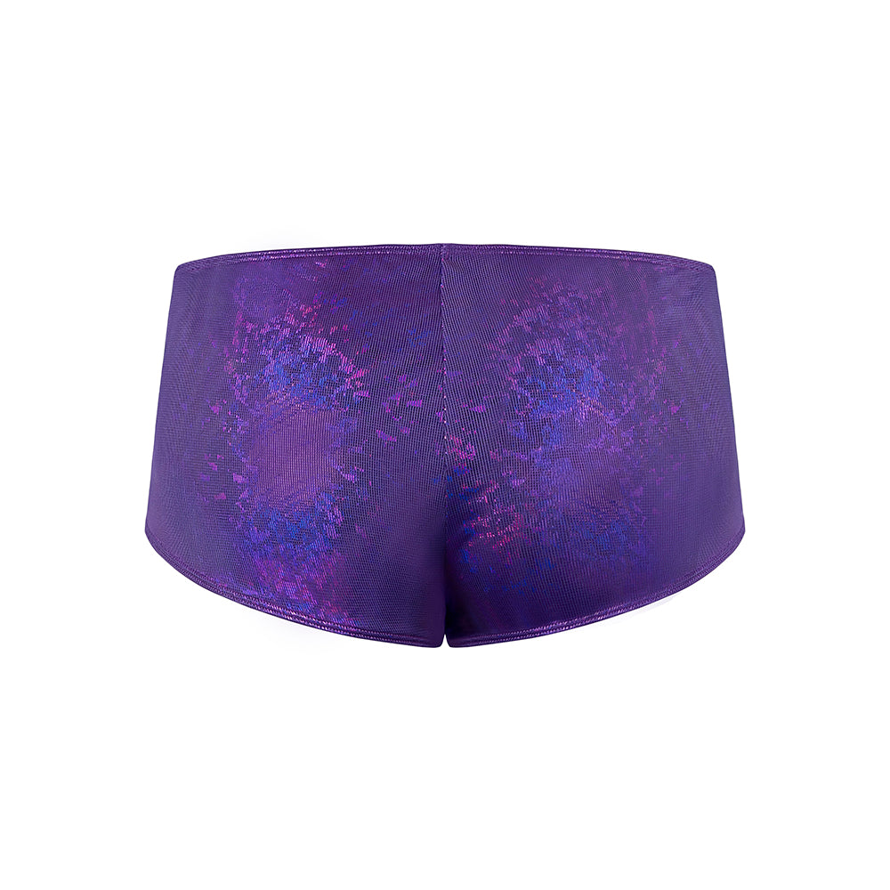Magic Silk Glimmer Mini Boy Short - Purple - Size Q