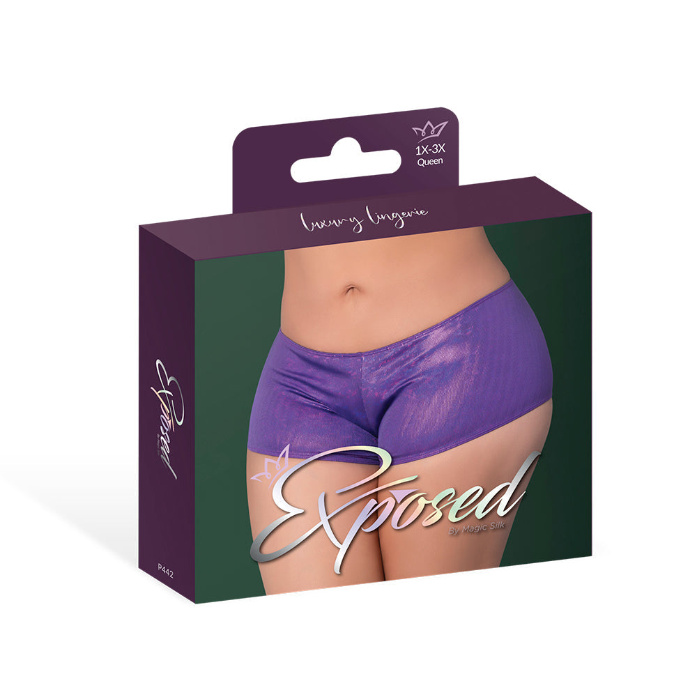 Magic Silk Glimmer Mini Boy Short - Purple - Size Q