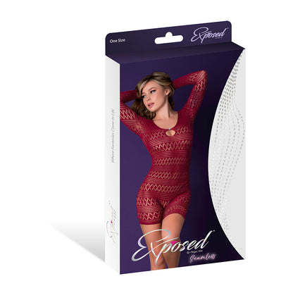 Magic Silk Seamless Long Sleeve Romper – Burgundy – O/S