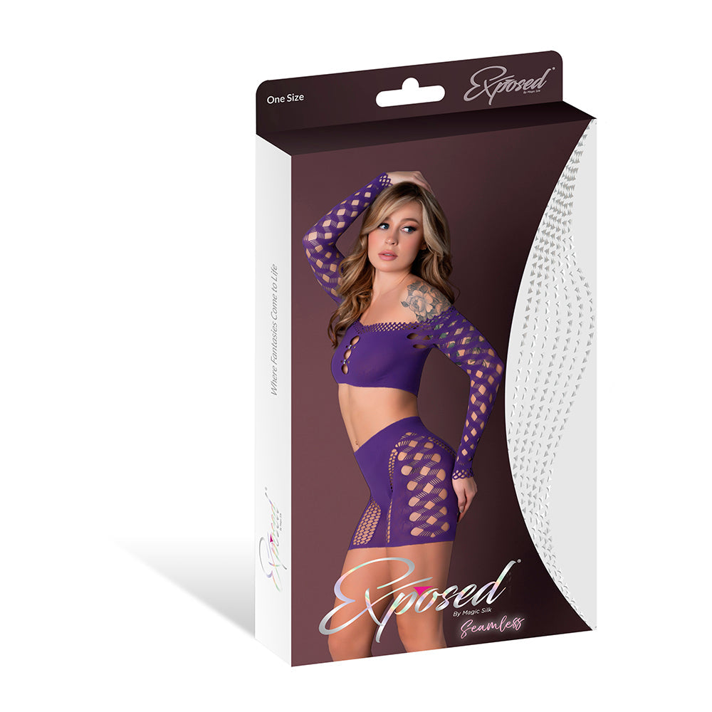 Magic Silk Seamless Crop Top & Short Set – Purple