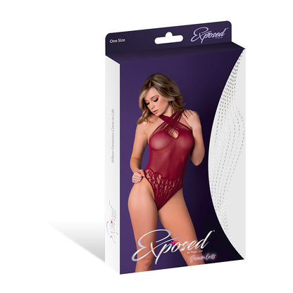 Magic Silk Seamless Crotchless Teddy - Burgundy - One Size