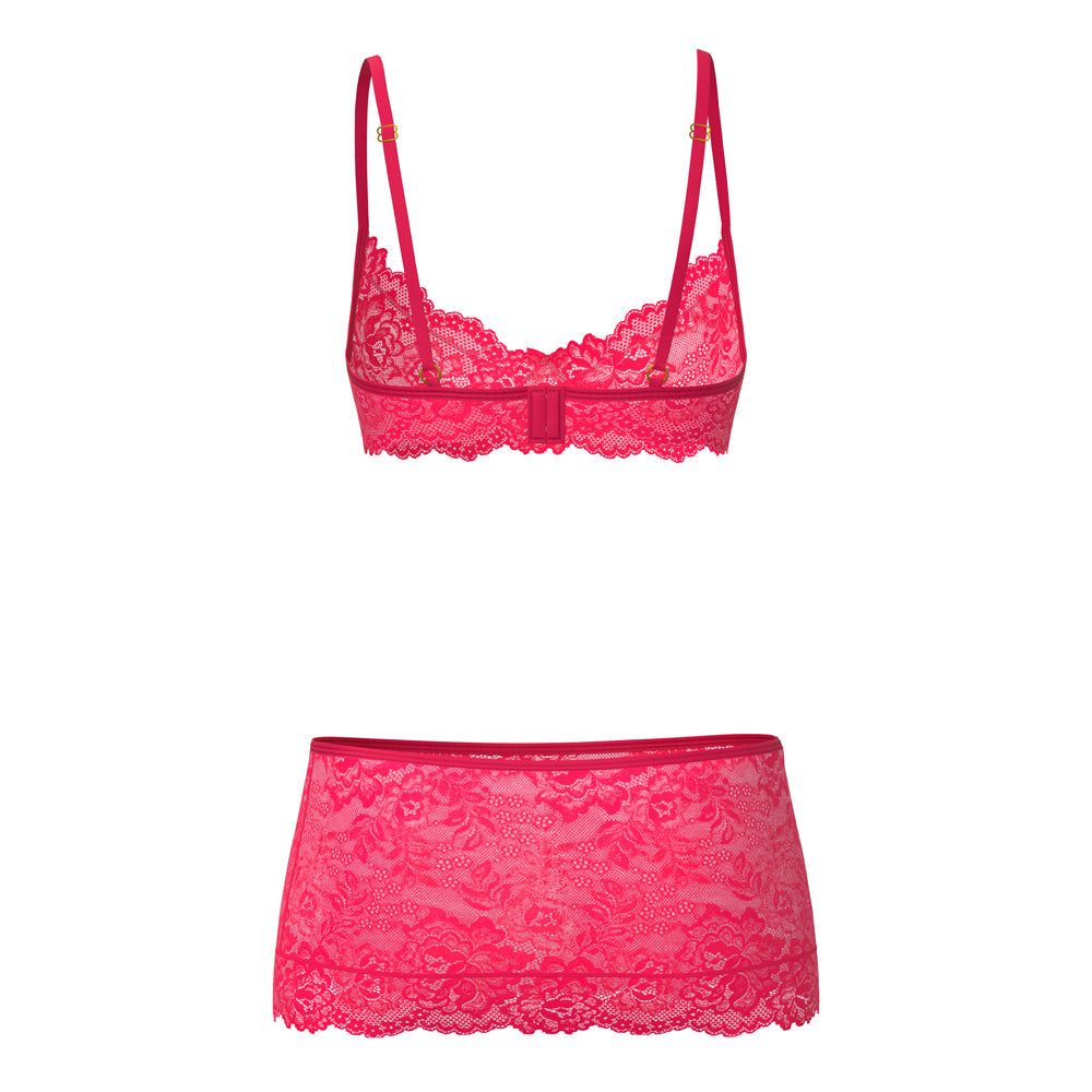 Magic Silk Get It Girl Bra, Skirt & Thong Set - Diva Pink - Size S/M