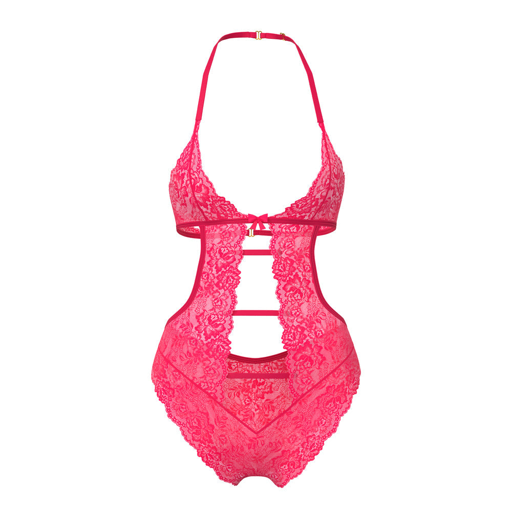 Magic Silk Get It Girl Halter Teddy with Snap Crotch – Diva Pink L/XL