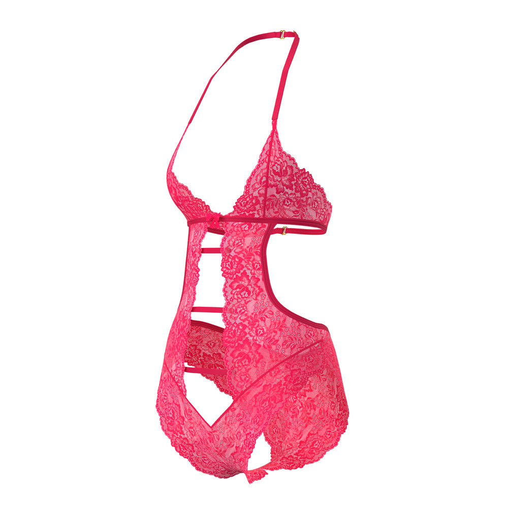 Magic Silk Get It Girl Halter Teddy with Snap Crotch – Diva Pink L/XL