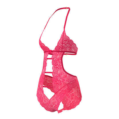 Magic Silk Get It Girl Halter Teddy with Snap Crotch – Diva Pink – Queen Size