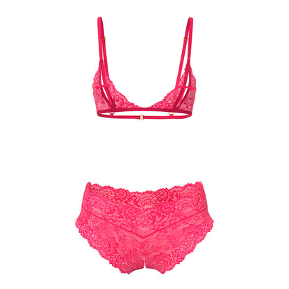 Magic Silk Get It Girl Peek-a-Boo Bralette & Split Crotch Boy Short - Diva Pink - L/XL