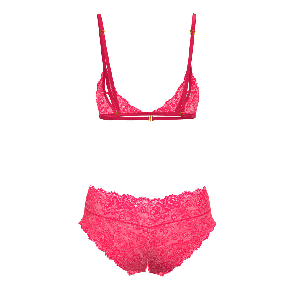Magic Silk Get It Girl Peek-a-Boo Bralette & Split Crotch Boy Short - Diva Pink - L/XL
