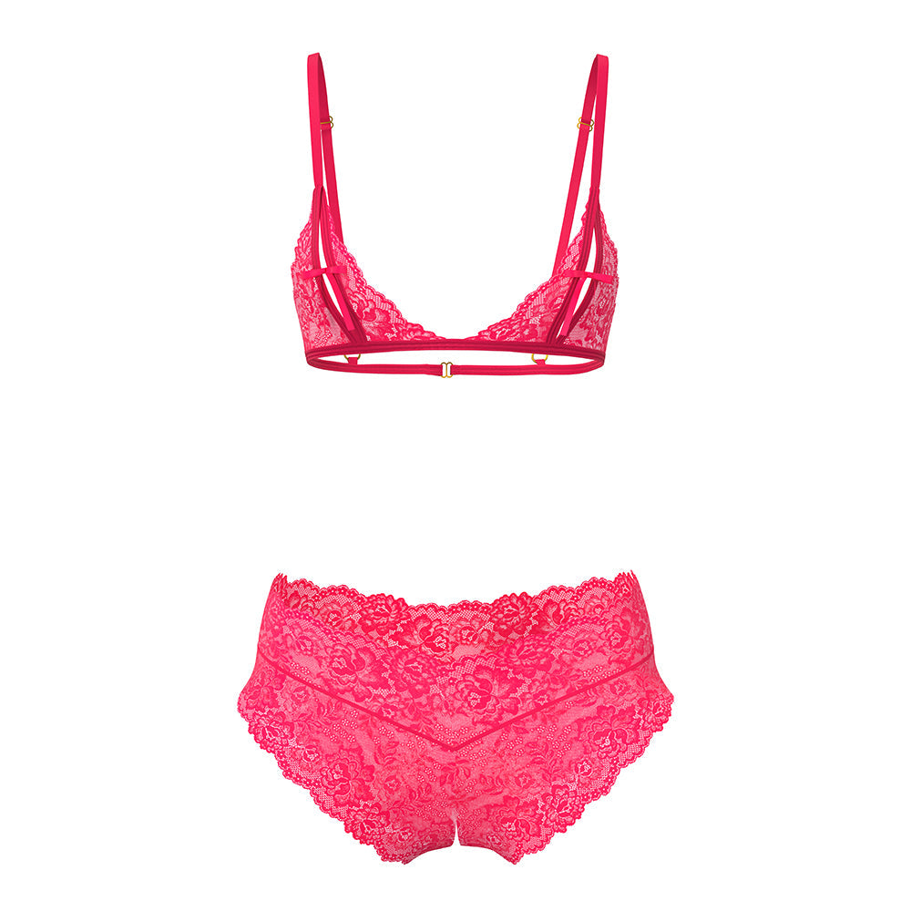 Magic Silk Get It Girl Peek-a-Boo Bralette & Split Crotch Boy Short – Diva Pink – Queen Size