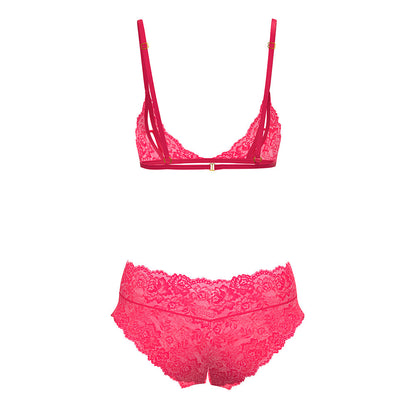 Magic Silk Get It Girl Peek-a-Boo Bralette & Split Crotch Boy Short – Diva Pink – Queen Size