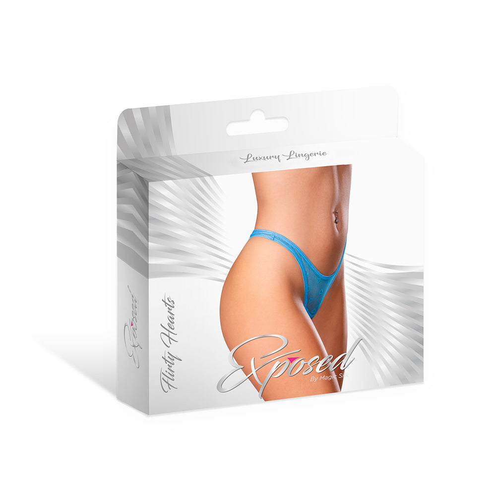 Magic Silk Flirty Hearts Low Rise Micro Thong – Blue – L/XL