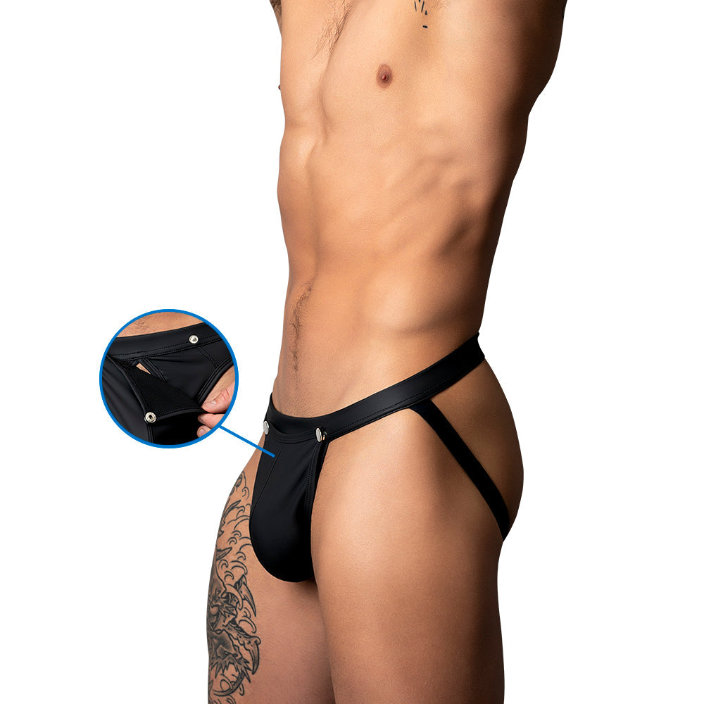 Male Power Oh Snap! Snap Off Jock – Breakaway Design – Black – L/XL