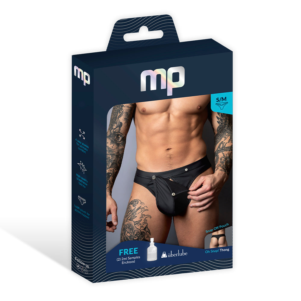Male Power Oh Snap! Snap Off Thong – Black – S/M