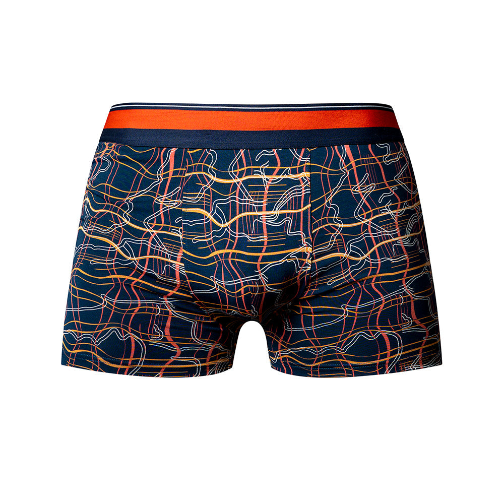 Male Power Soo Cumfy Boxer Brief - Navy/Orange - Comfort Pouch - Size M