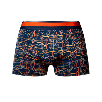 Male Power Soo Cumfy Boxer Brief - Navy/Orange - Comfort Pouch - Size M
