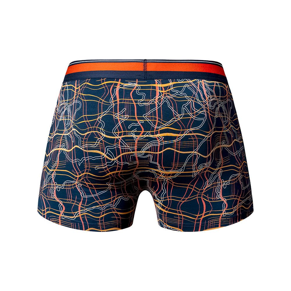Male Power Soo Cumfy Boxer Brief - Navy/Orange - Comfort Pouch - Size M