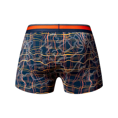 Male Power Soo Cumfy Boxer Brief - Navy/Orange - Comfort Pouch - Size M