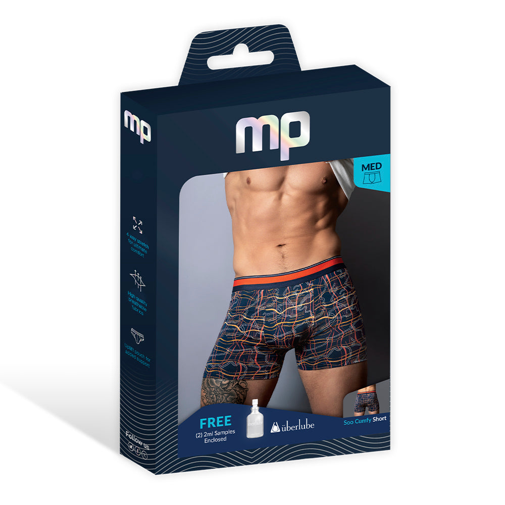 Male Power Soo Cumfy Boxer Brief - Navy/Orange - Comfort Pouch - Size M