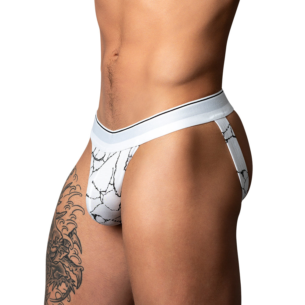 Male Power Soo Cumfy Jock with Contoured Pouch – Black/White – L/XL