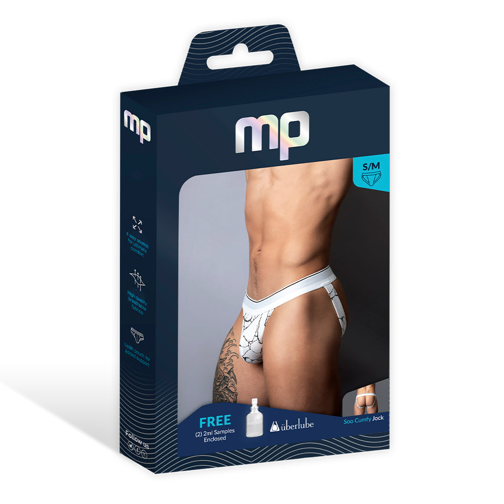 Male Power Soo Cumfy Jock with Contoured Pouch – Black/White – L/XL