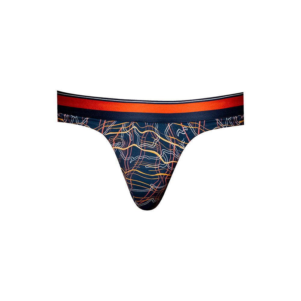 Male Power Soo Cumfy Thong - Modal Thong with Moisture-Wicking Performance - Navy/Orange