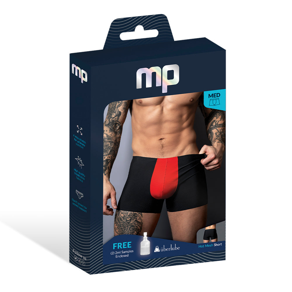 Male Power Hot Mesh Pouch Short - Black/Red - Men's Underwear